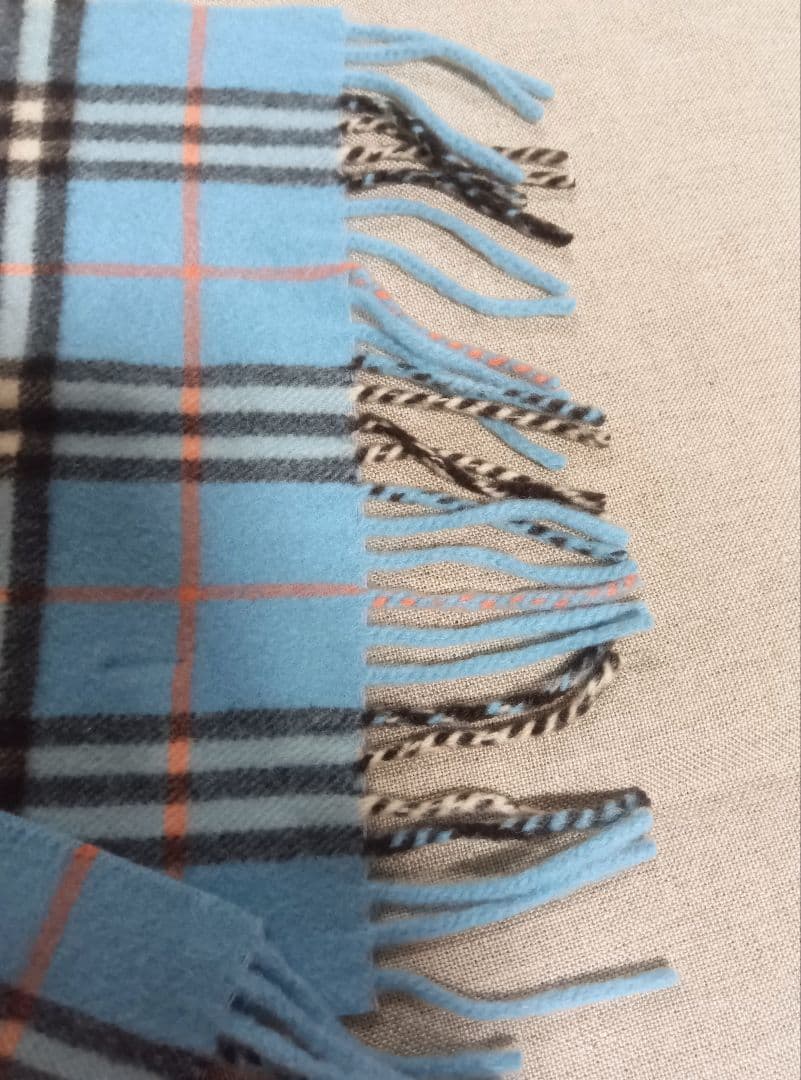 バーバリー　カシミヤ100％　マフラー　水色