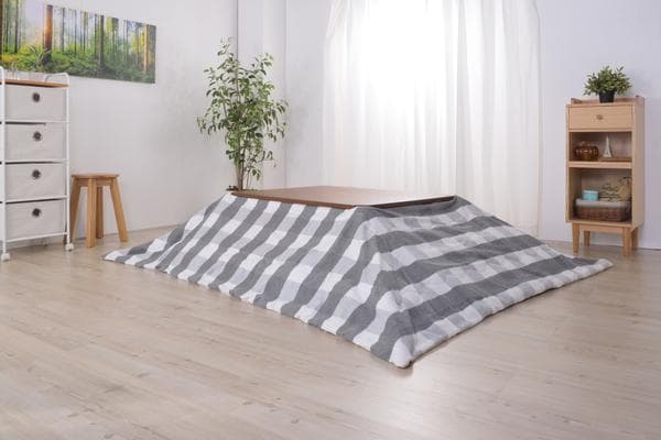 おしゃれ ふかふか かわいい 暖かい 長方形 こたつ布団 ギンガムチェックグレー