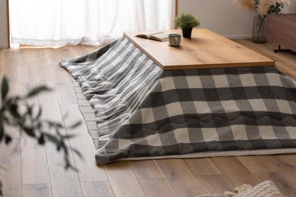 おしゃれ ふかふか かわいい 暖かい 長方形 こたつ布団 ギンガムチェックグレー