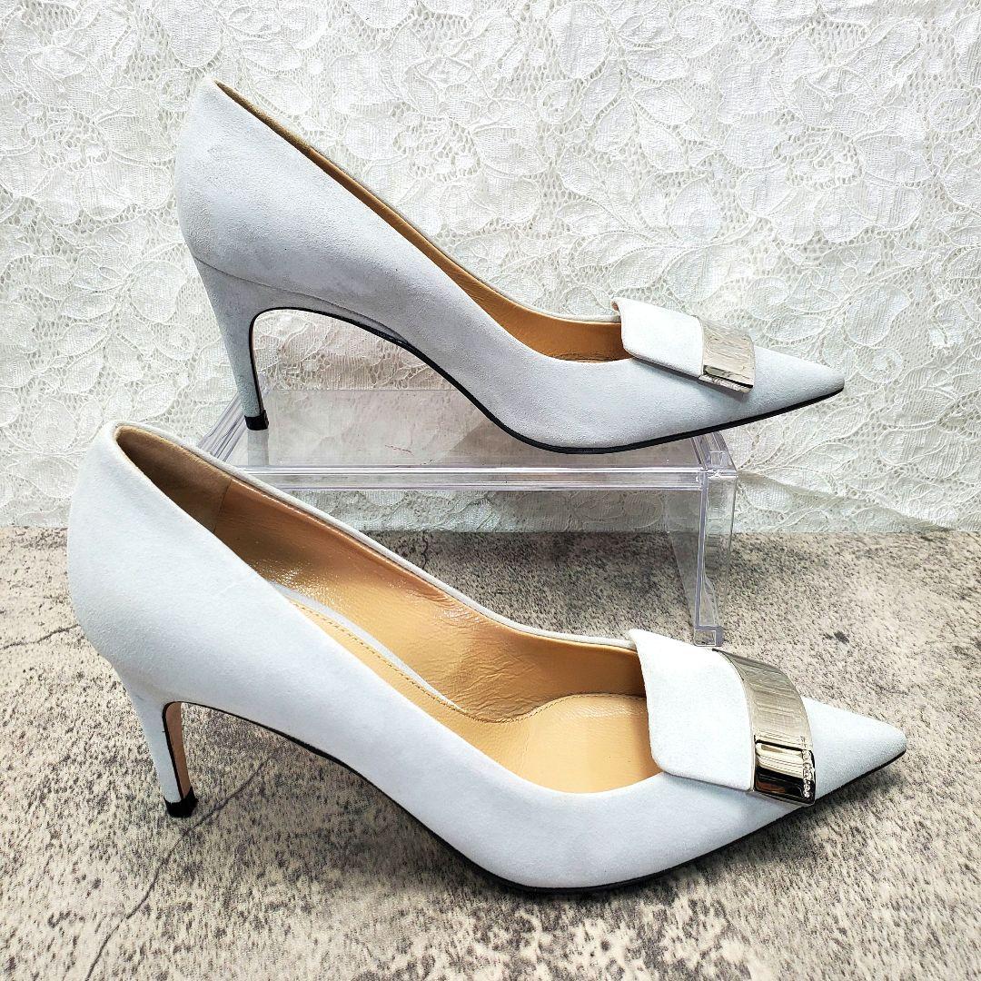✨セルジオロッシ✨sr1 パンプス スエード シルバープレート 水色 35.5