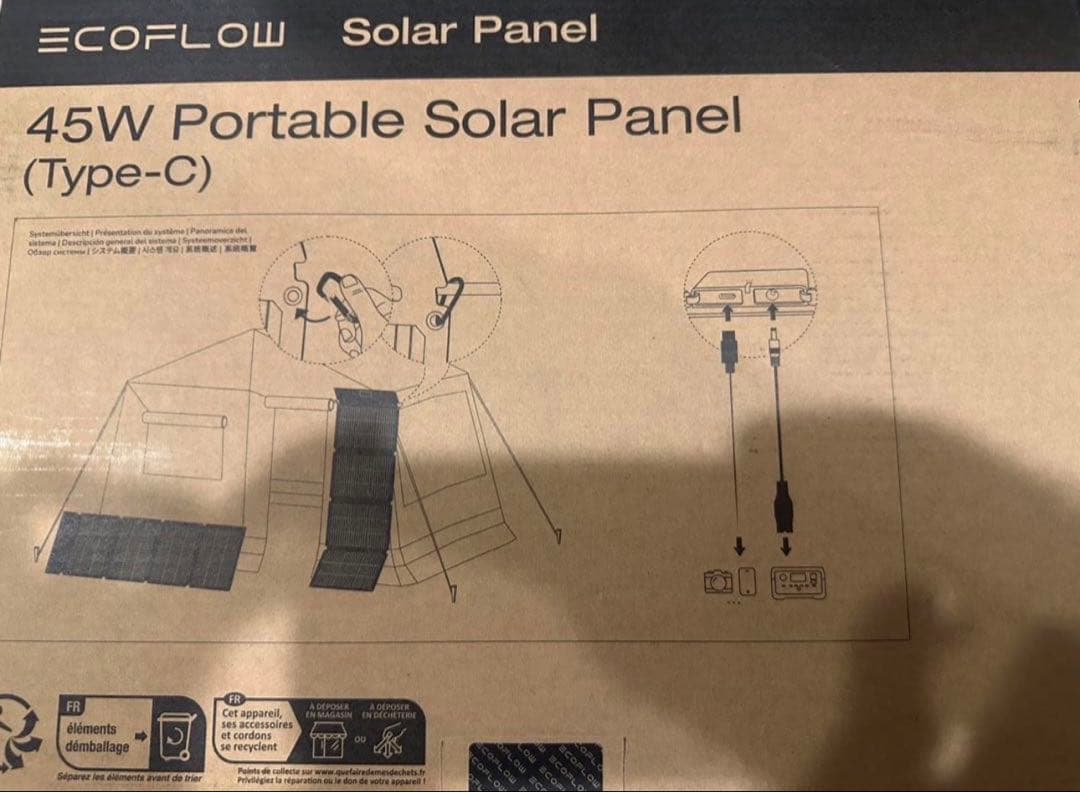 EcoFlow  3 ポータブル電源 ソーラーパネル45W付き