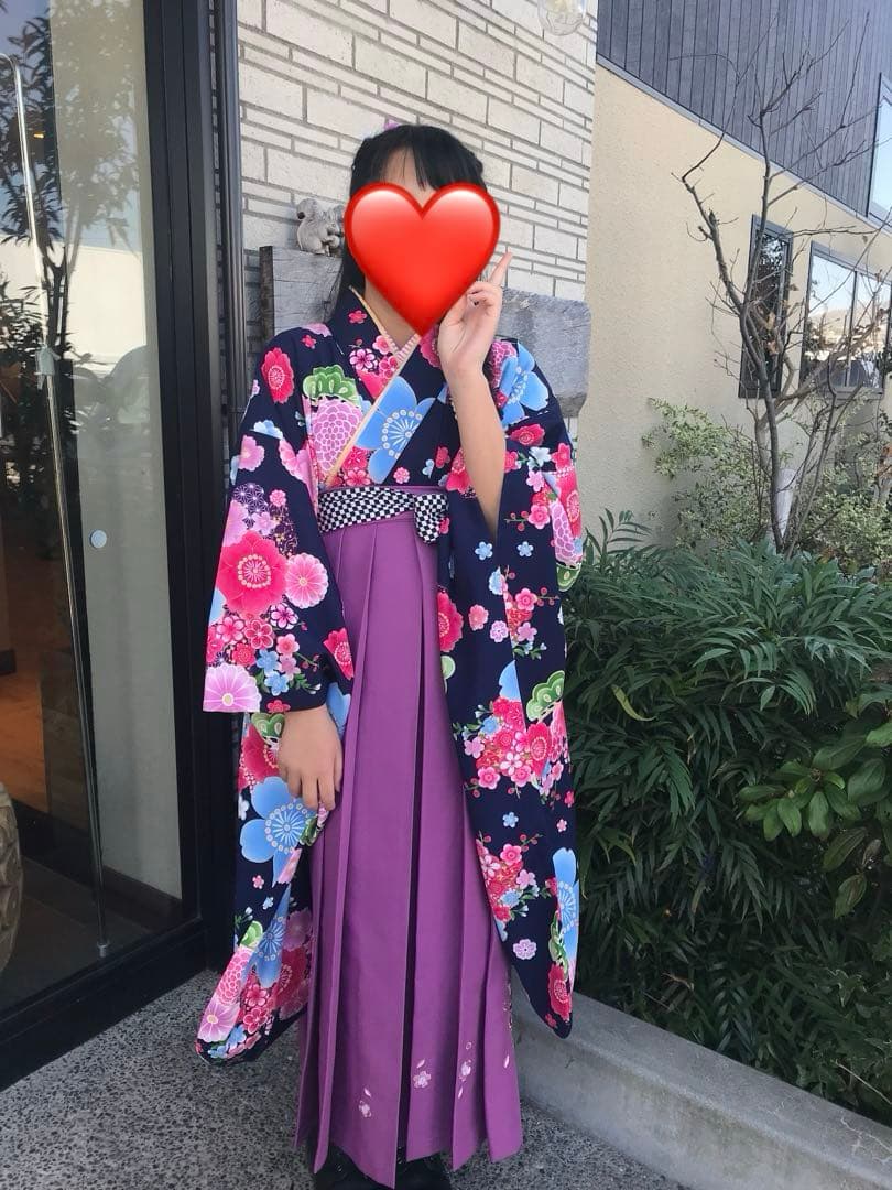 アリサナ袴セット　ネイビー薄紫　150 卒業式　即購入OK