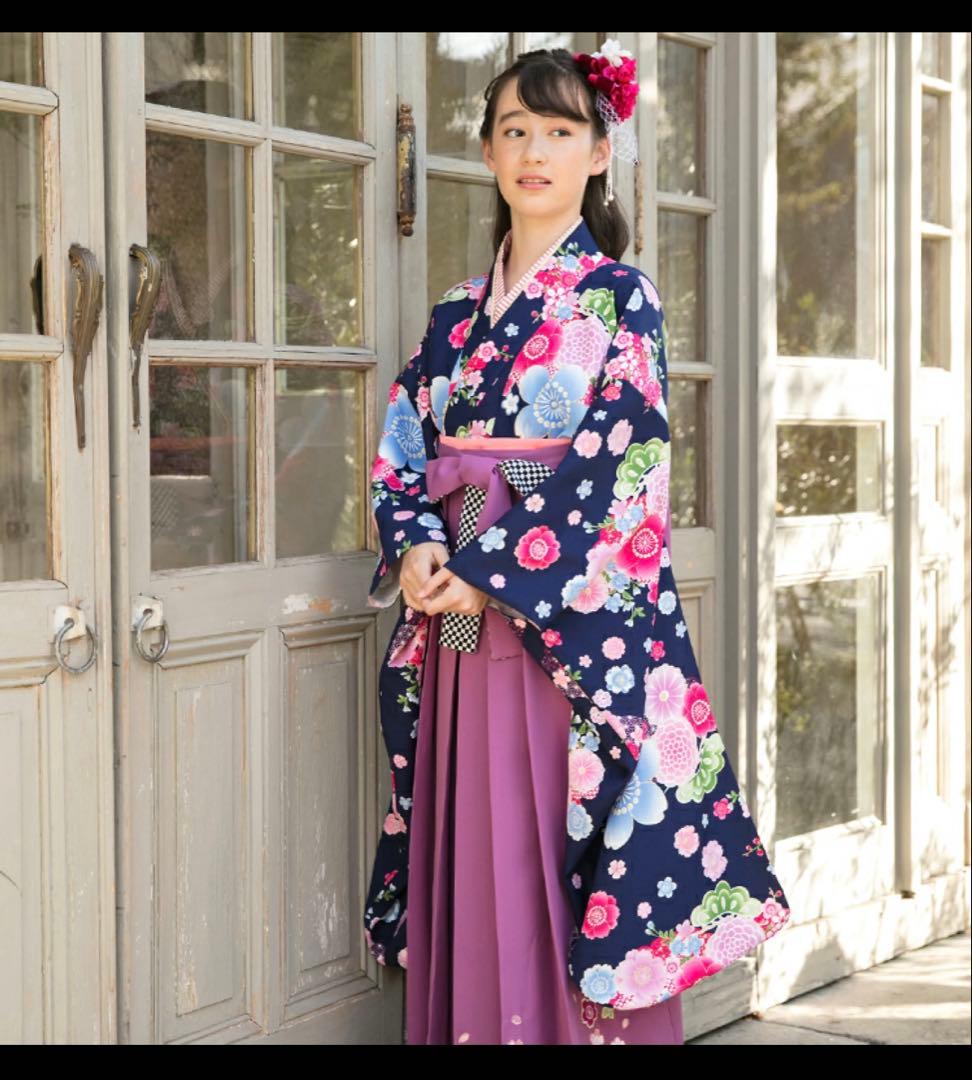 アリサナ袴セット　ネイビー薄紫　150 卒業式　即購入OK