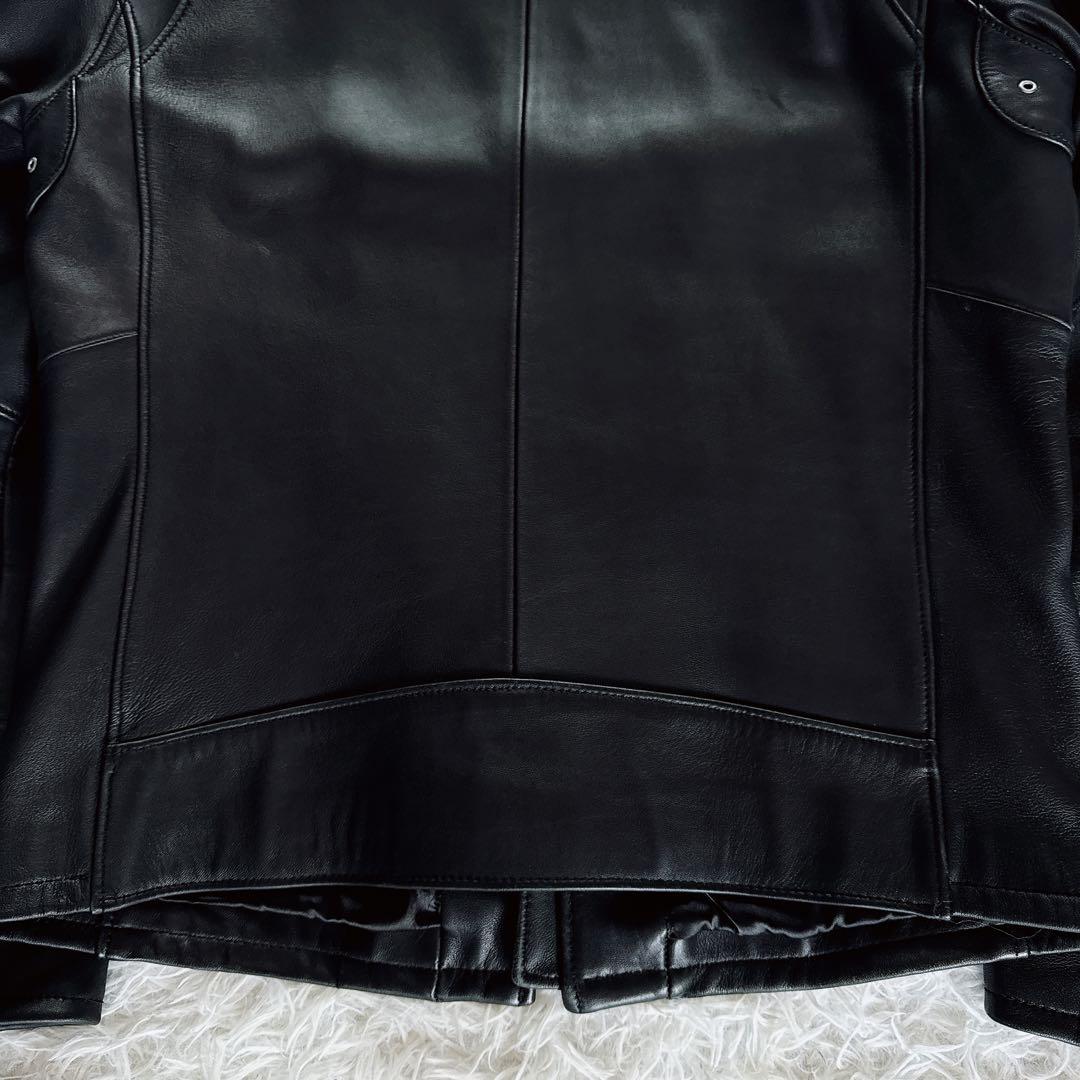 【BEAUTY&YOUTH】シングルライダースジャケット 羊革 ブラック XL