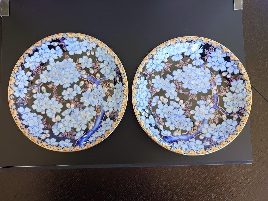 深川製磁　金襴桜　中皿　工芸品　2枚