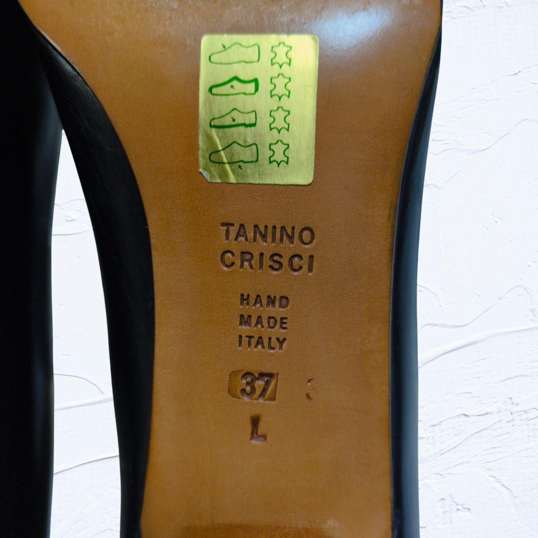 ❤美品❤タニノクリスチー 37 パンプス 黒 ロゴ刻印 希少 イタリア製
