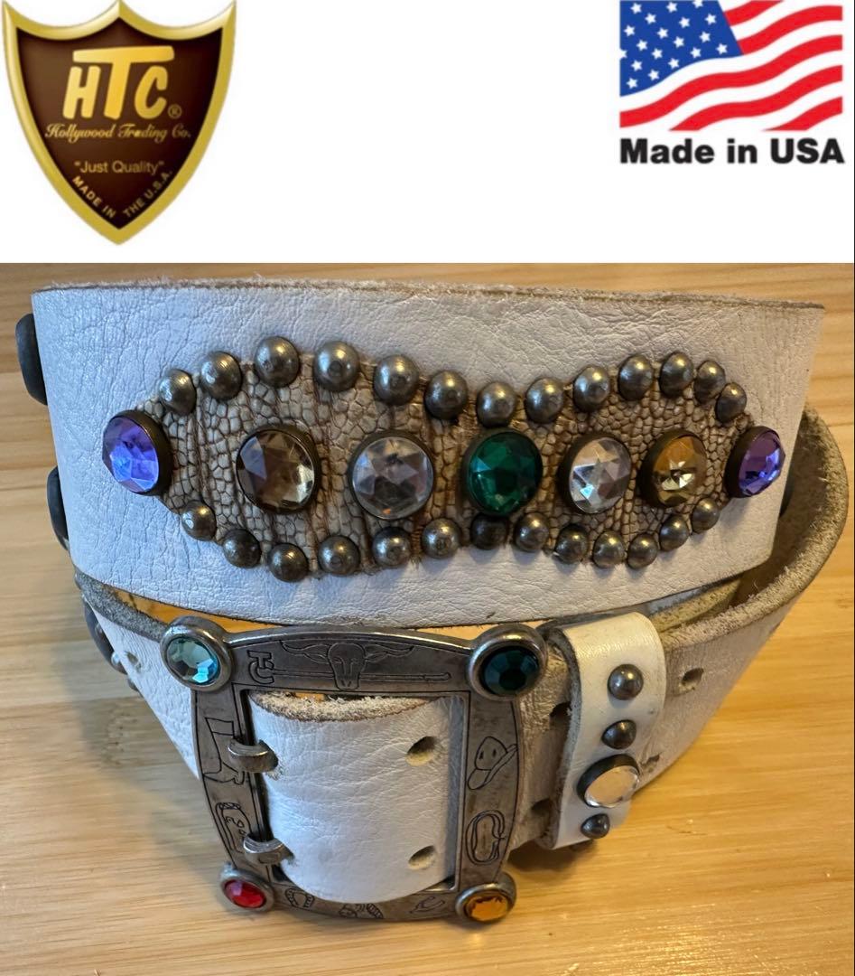 HTC⭐️ピーナッツオーバーレイベルト⭐️ホワイト⭐️マルチカラーストーン⭐️95/38