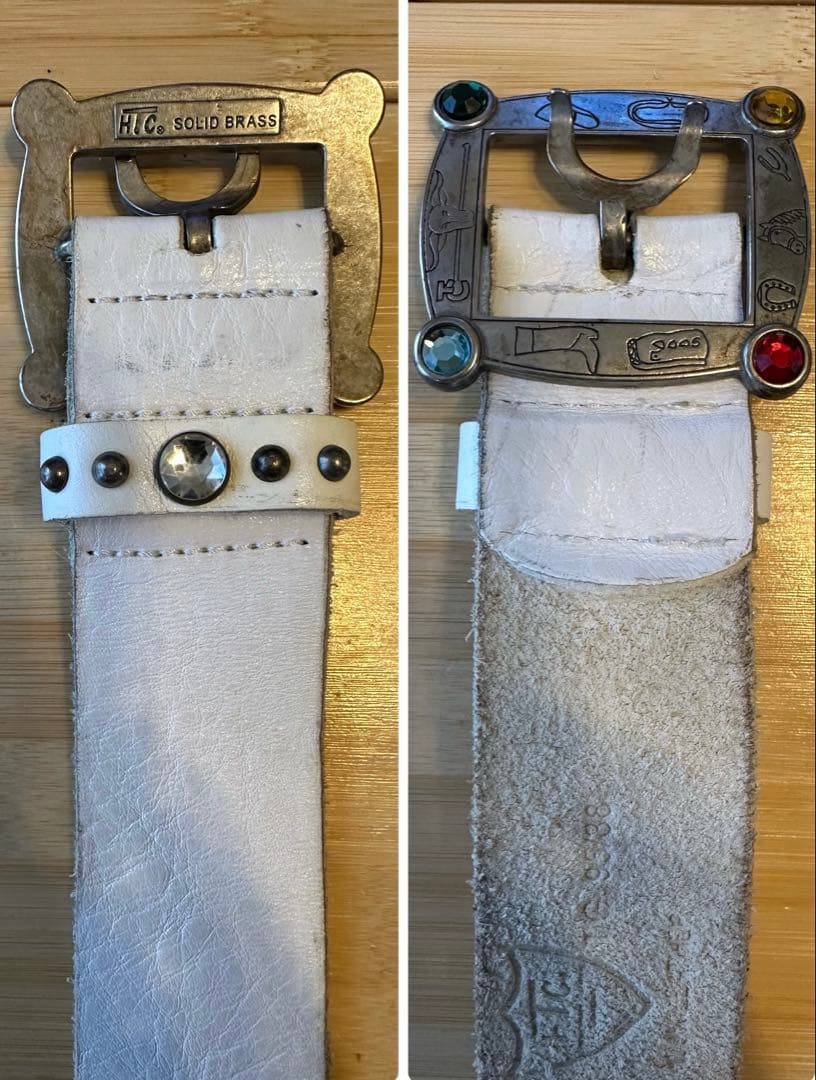 HTC⭐️ピーナッツオーバーレイベルト⭐️ホワイト⭐️マルチカラーストーン⭐️95/38