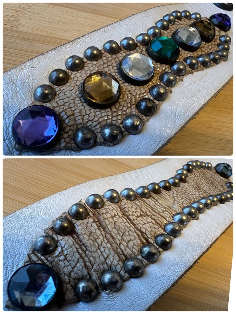 HTC⭐️ピーナッツオーバーレイベルト⭐️ホワイト⭐️マルチカラーストーン⭐️95/38