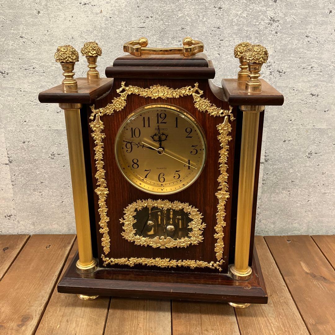 昭和レトロ セイコー クオーツ QW428B 置時計 時計 アナログ 連続秒針