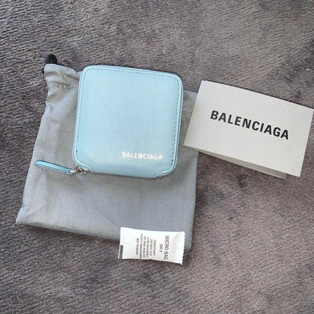 バレンシアガ　水色　ケース　小銭入れ　財布　ウォレット　ミニ財布　0704