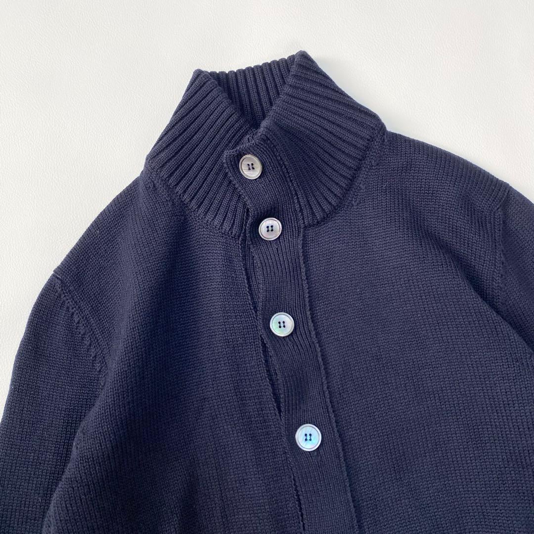 美品✨　ZANONE スタンドカラーカーディガン　イタリア製　ネイビー　48
