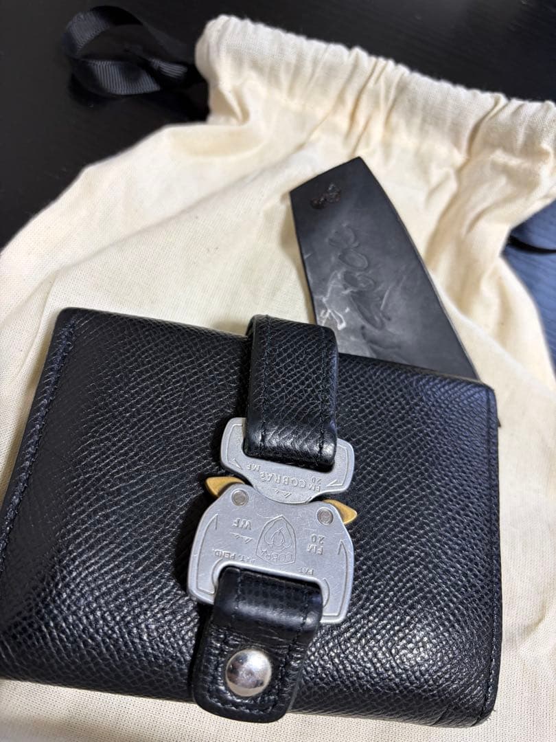 jetStock ジェットストック ブラックレザー 二つ折り財布 保存袋付き