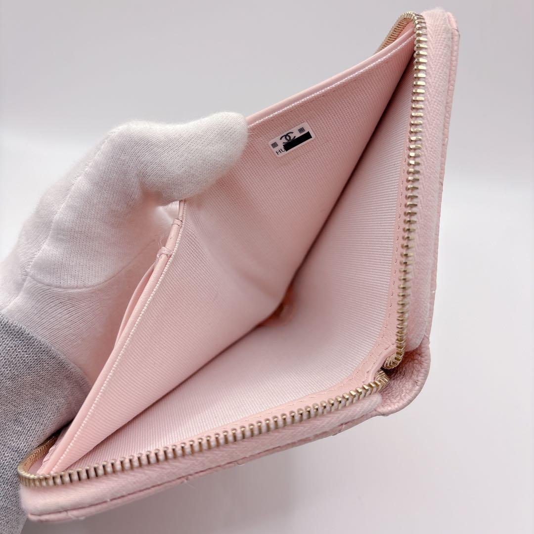 CHANEL シャネル 財布 スモールジップウォレット キャビアスキン ピンク