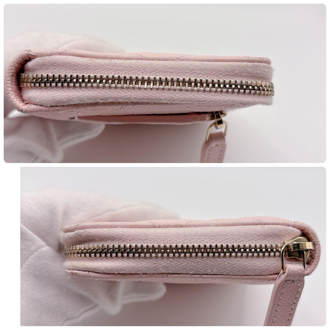 CHANEL シャネル 財布 スモールジップウォレット キャビアスキン ピンク