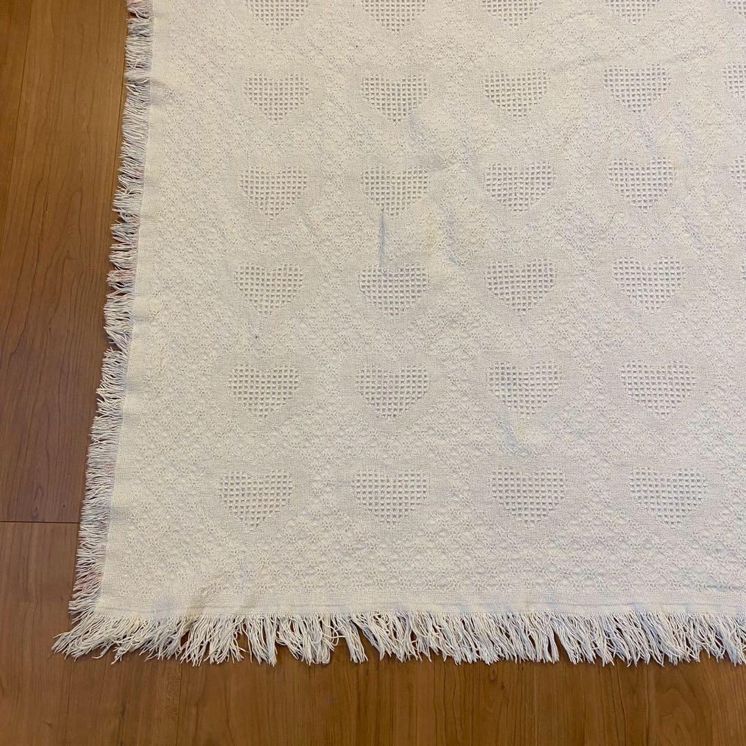 大人可愛い ハート×花柄 淡色パステル ゴブラン織 ラグ 133×111