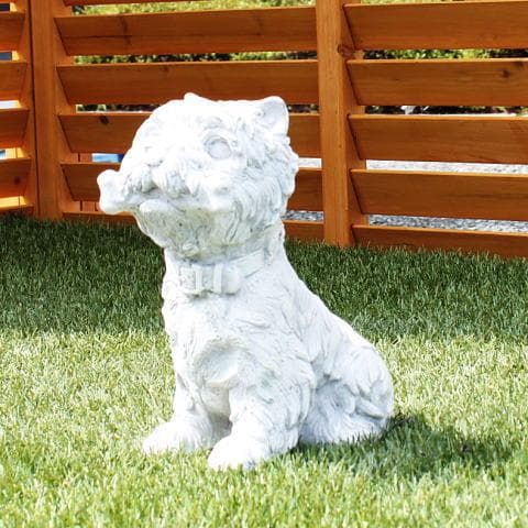 骨をくわえた犬のオブジェ H23cm
