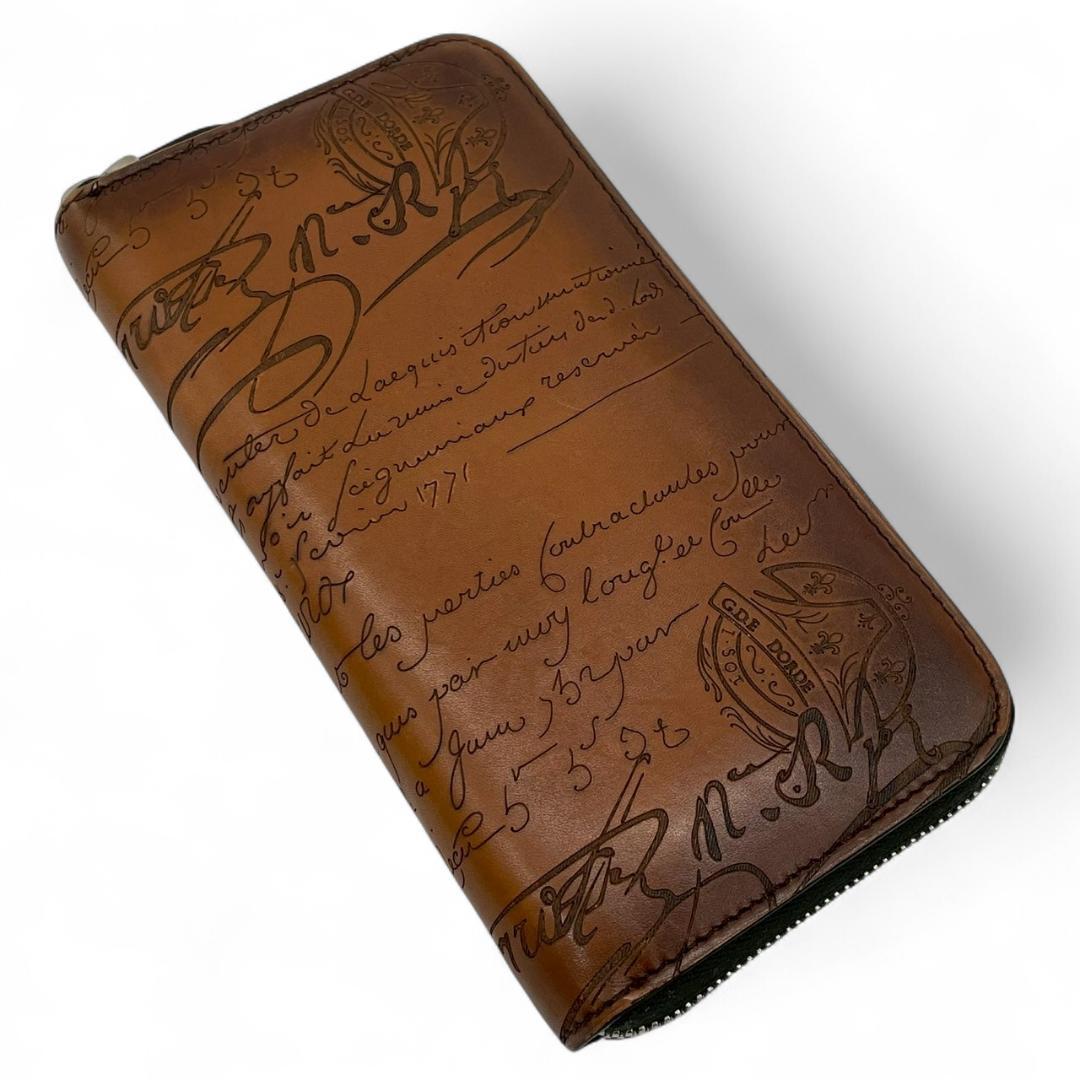 Y【超極美品】ベルルッティ イタウバ カリグラフィ ラウンドファスナー ブラウン