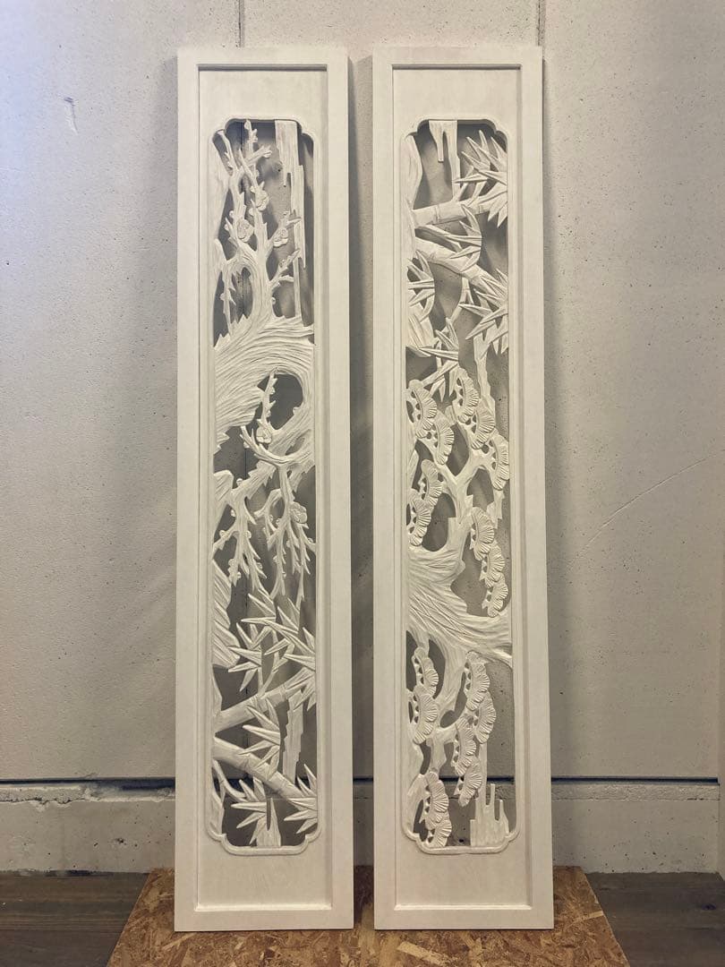 欄間　白　リメイク　ディスプレイ　店舗　彫刻　アートフレーム