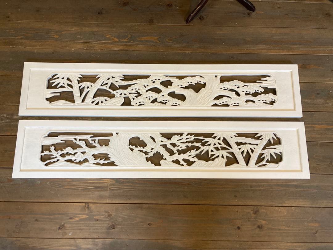 欄間　白　リメイク　ディスプレイ　店舗　彫刻　アートフレーム