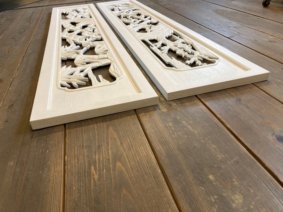 欄間　白　リメイク　ディスプレイ　店舗　彫刻　アートフレーム