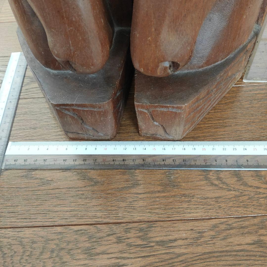 木製馬の彫刻 置物 約28cm高