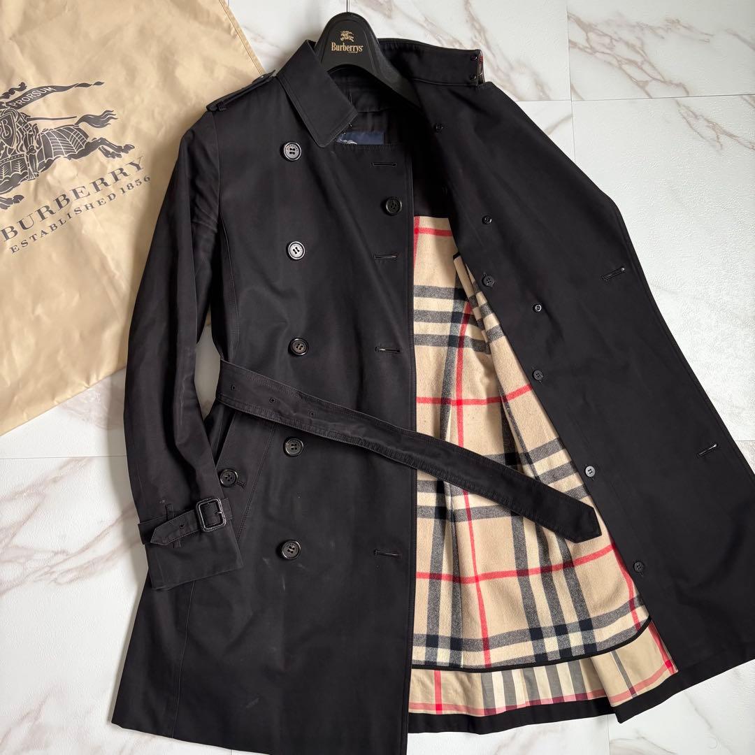 人気◆バーバリーロンドン ライナー ベルト付 トレンチコート 36 黒