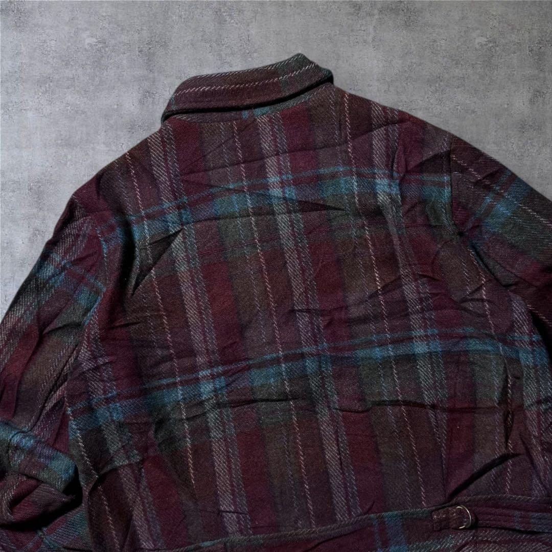 2348 古着90年代FASHION BUGウールハリントンジャケット短丈好配色