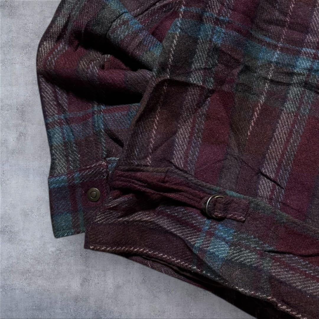 2348 古着90年代FASHION BUGウールハリントンジャケット短丈好配色