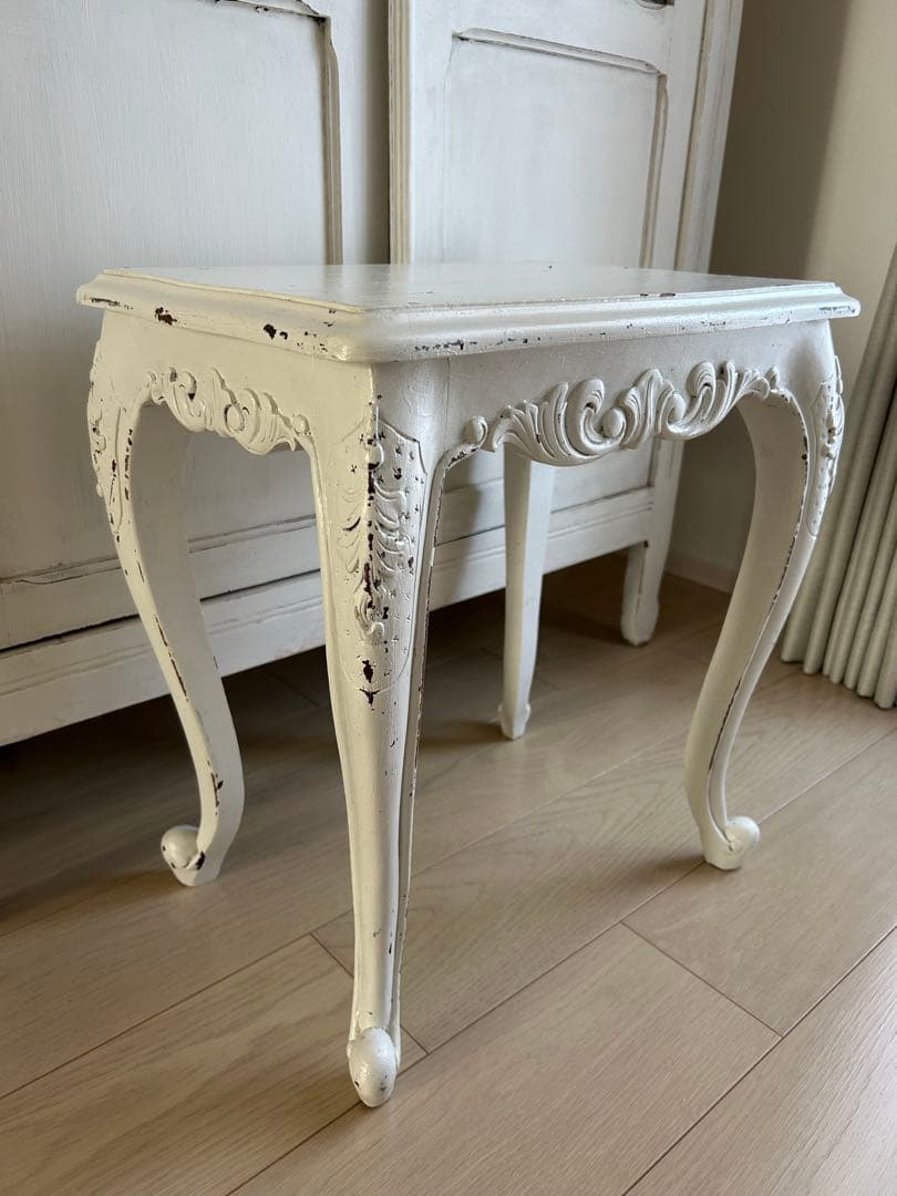 フランスシャビーシック ホワイトミニテーブル