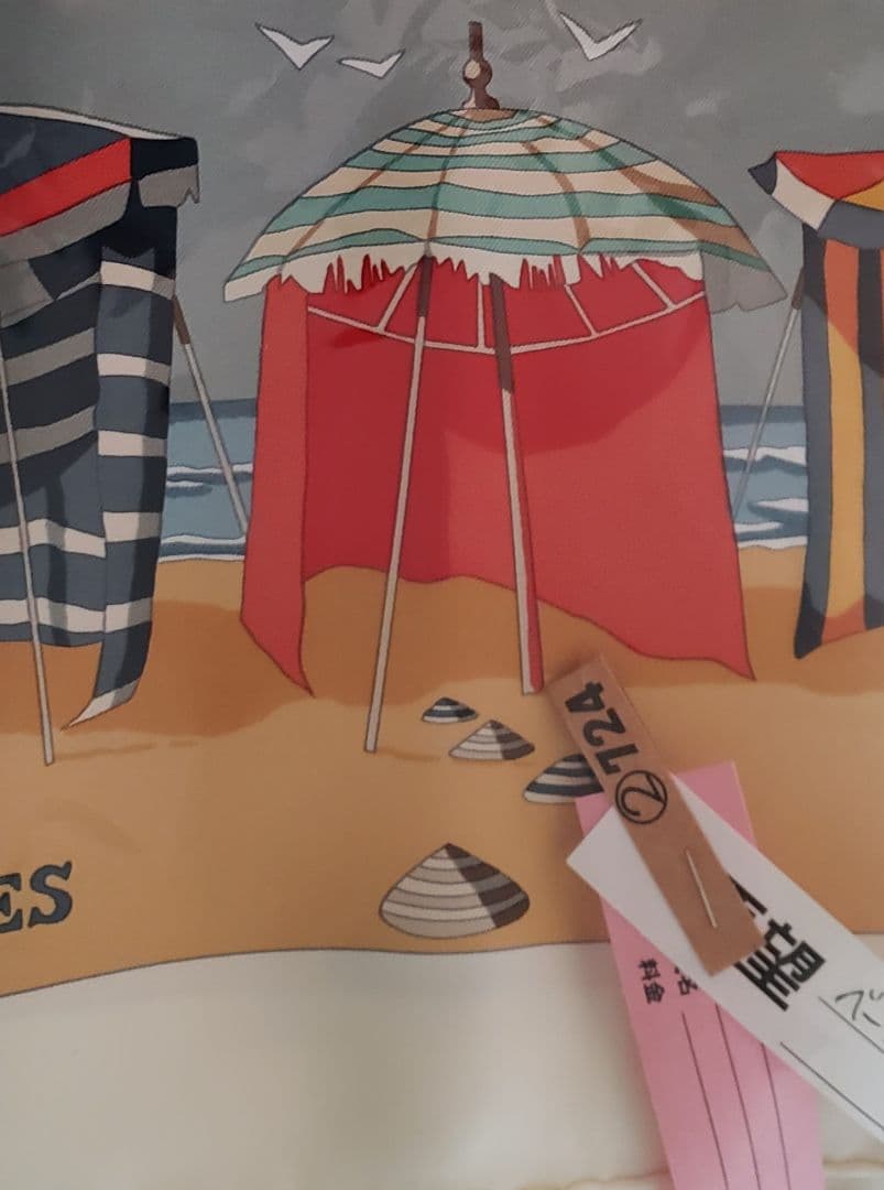 【レアカラー】HERMES　カレ90 ～ノルマンディ海岸の魅力～ きなり色