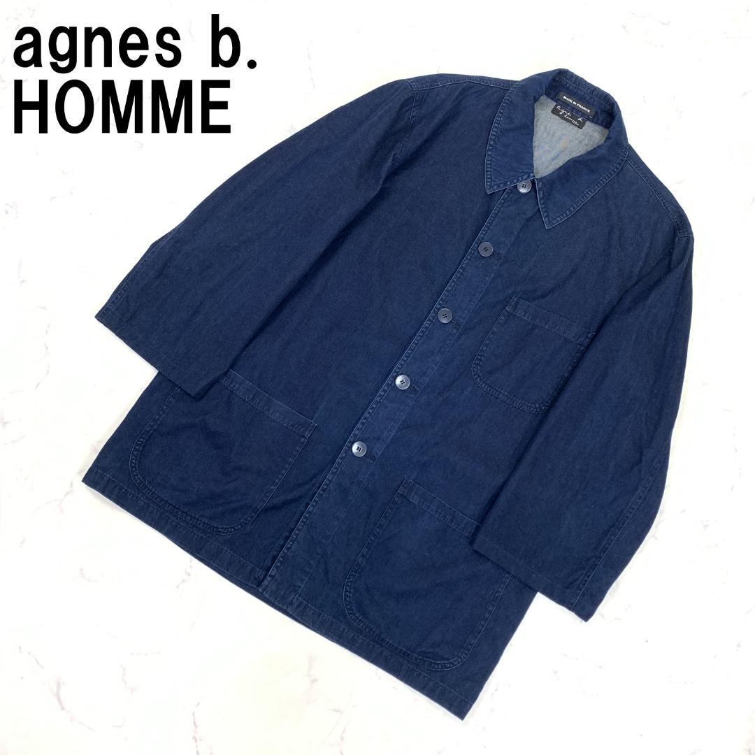 A7412 アニエスベーオム デニムシャツ 綿 濃色 青 紺 大きいサイズ 52