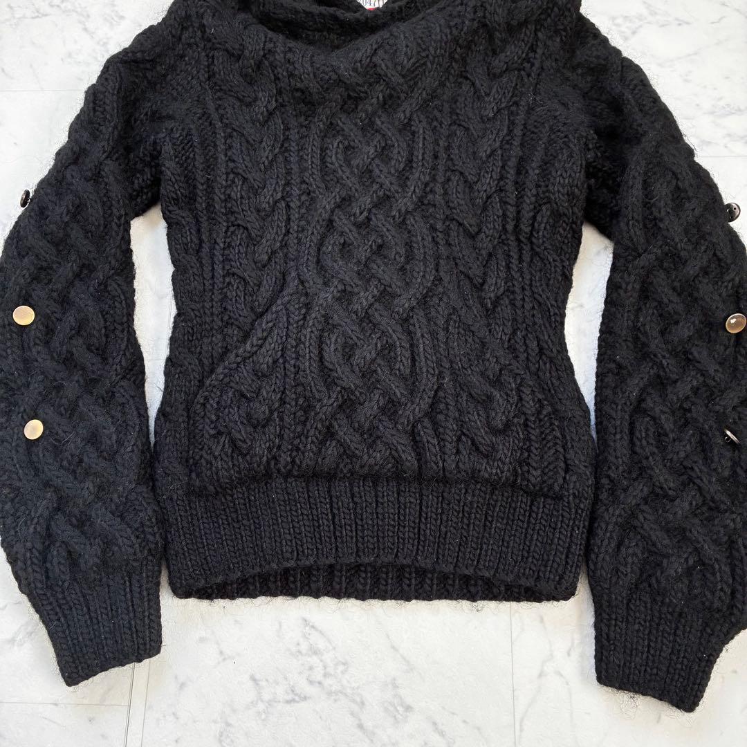 20471120 変形ニットパーカー ブラック Y2K M相当 90s