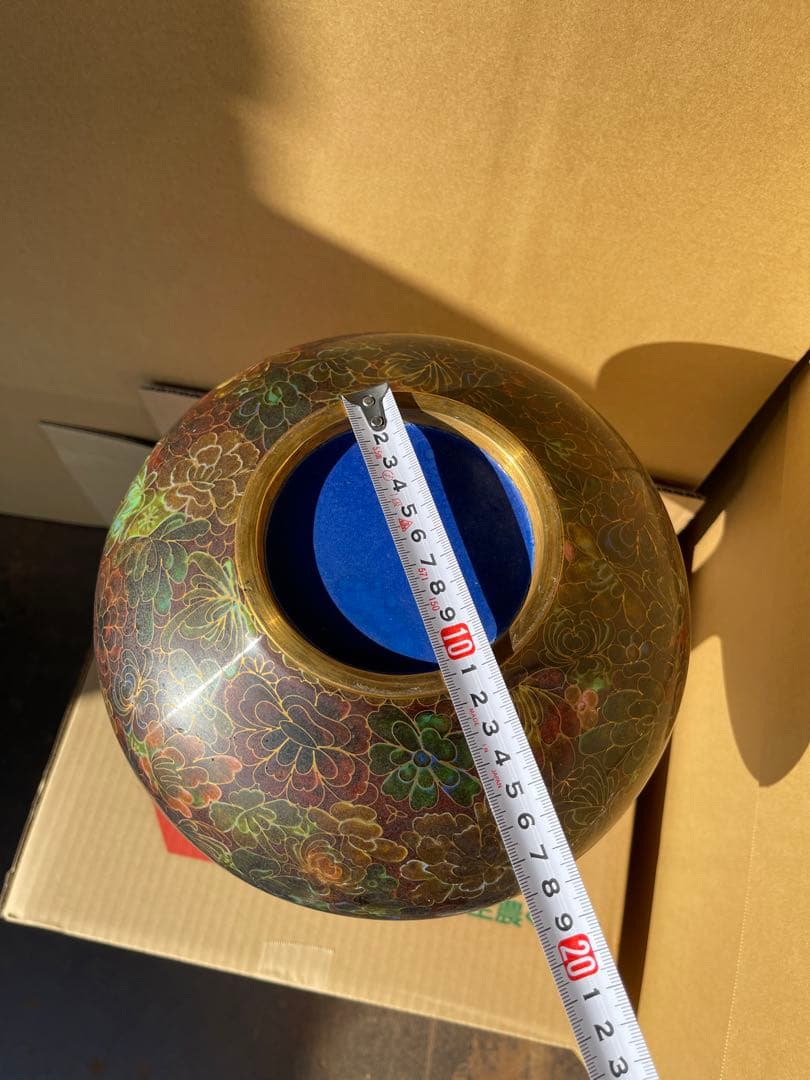 中国清時代 琺瑯彩　金属銅製花瓶 約40cm