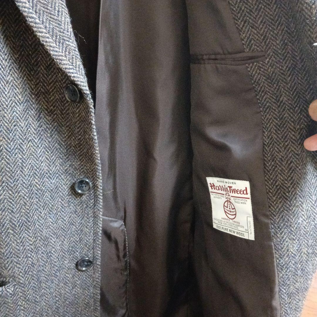 あ*様 ハリスツイードヘリンボーンパターン チェスターコート ブラウン