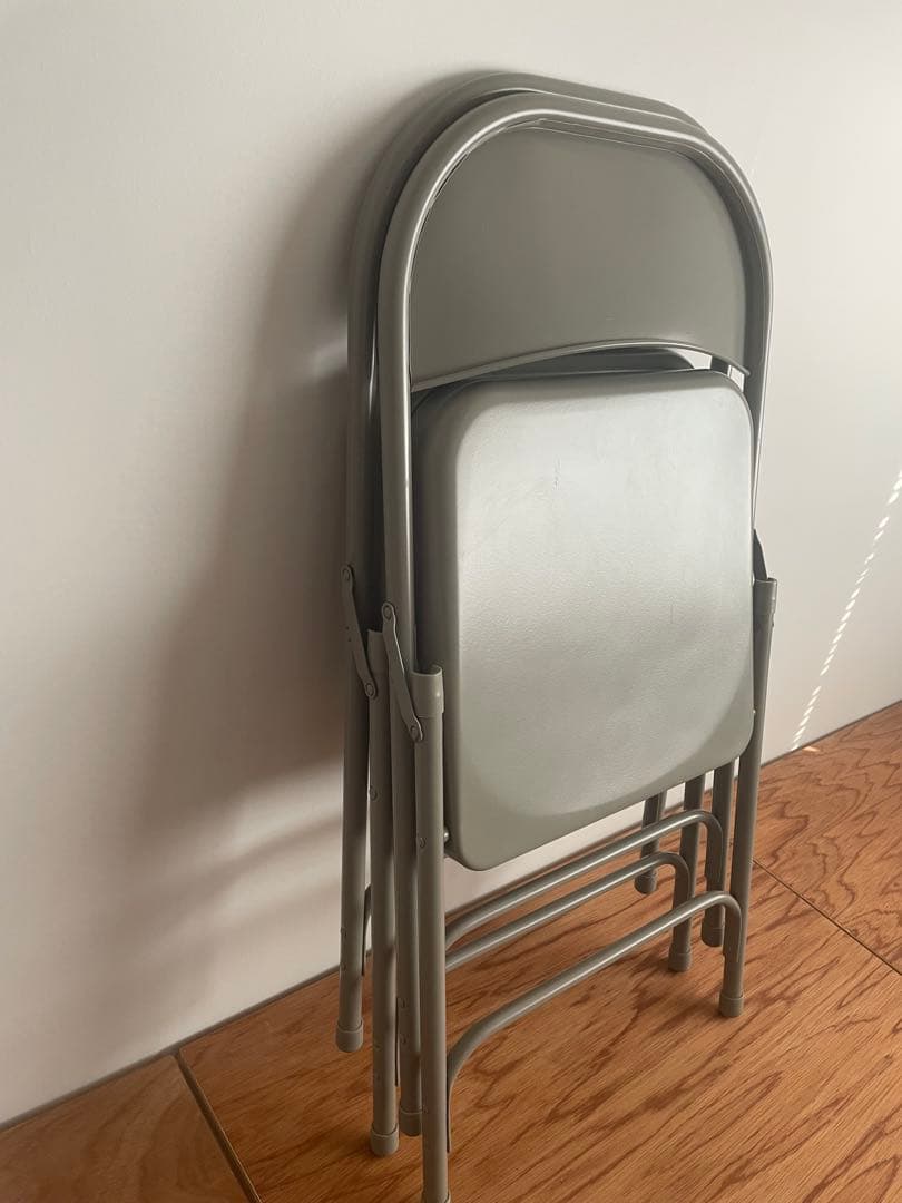 TUBULAR STEEL FOLDING CHAIR グレー2脚