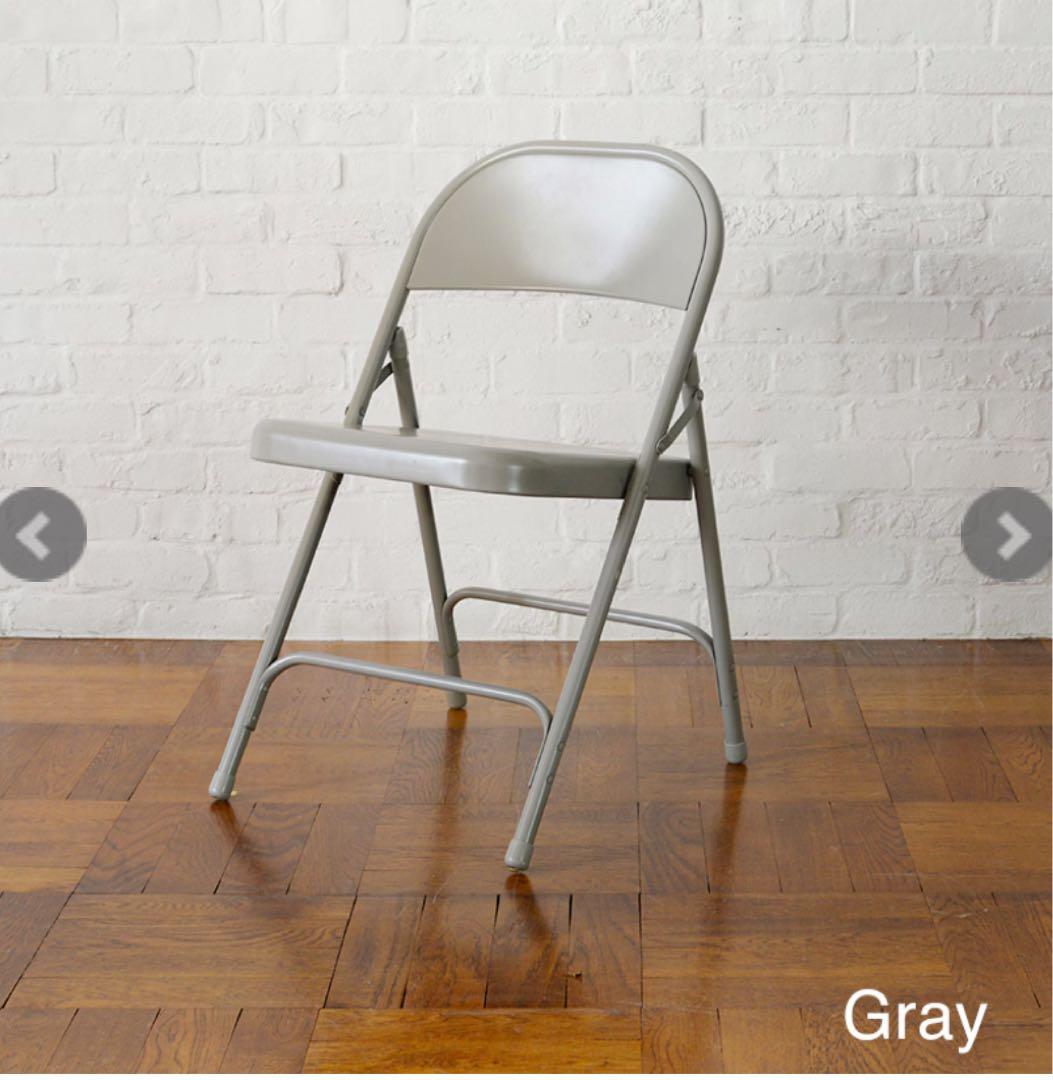 TUBULAR STEEL FOLDING CHAIR グレー2脚