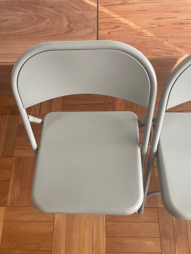 TUBULAR STEEL FOLDING CHAIR グレー2脚