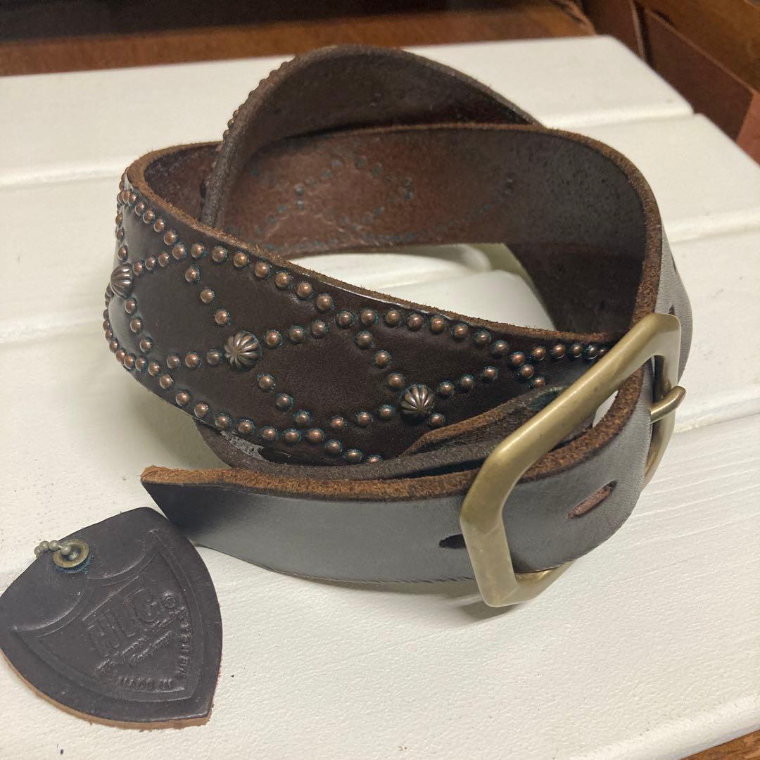 ミ*コ様 1度着用のみ　HTC スタッズベルト　ブラウン　シェル　34