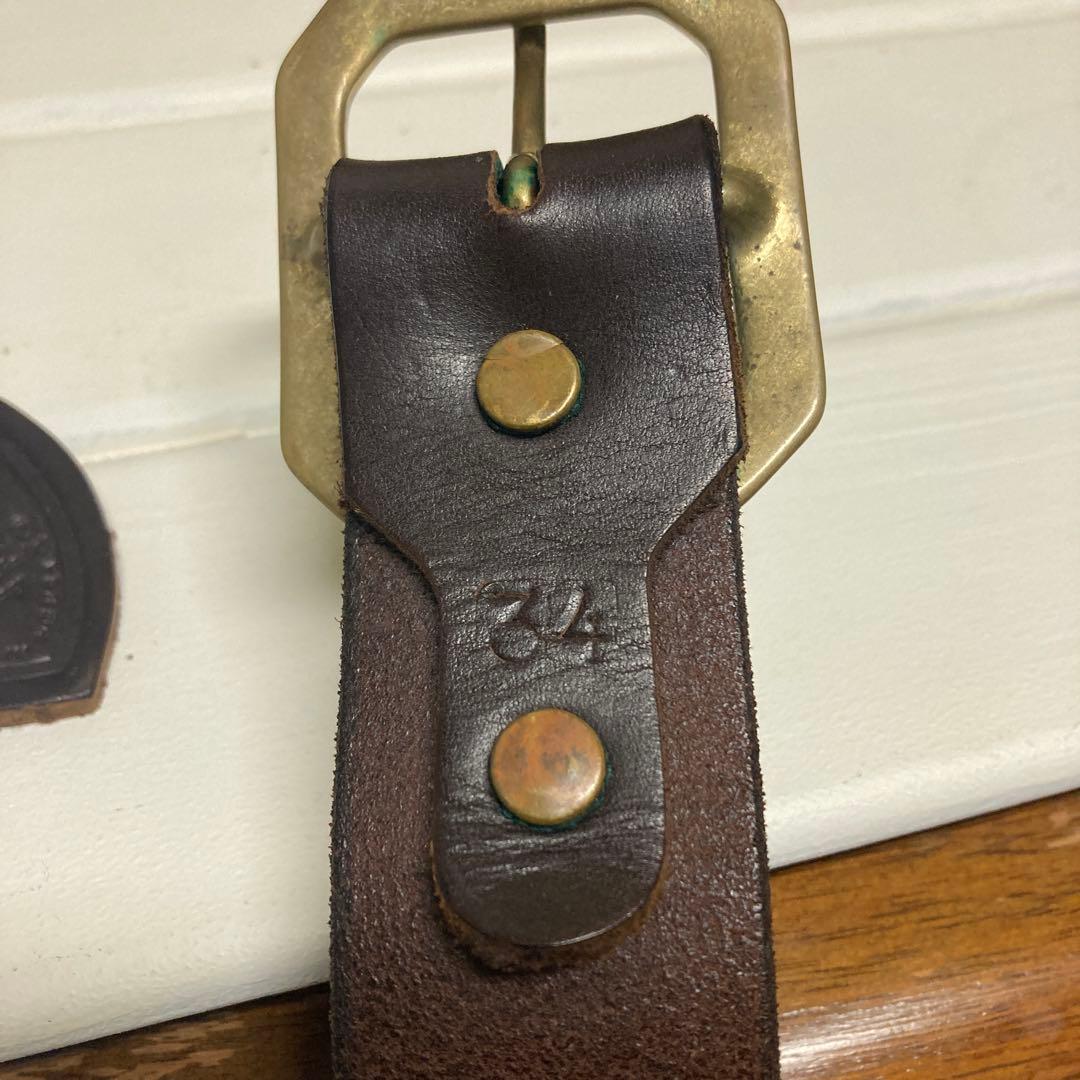 ミ*コ様 1度着用のみ　HTC スタッズベルト　ブラウン　シェル　34