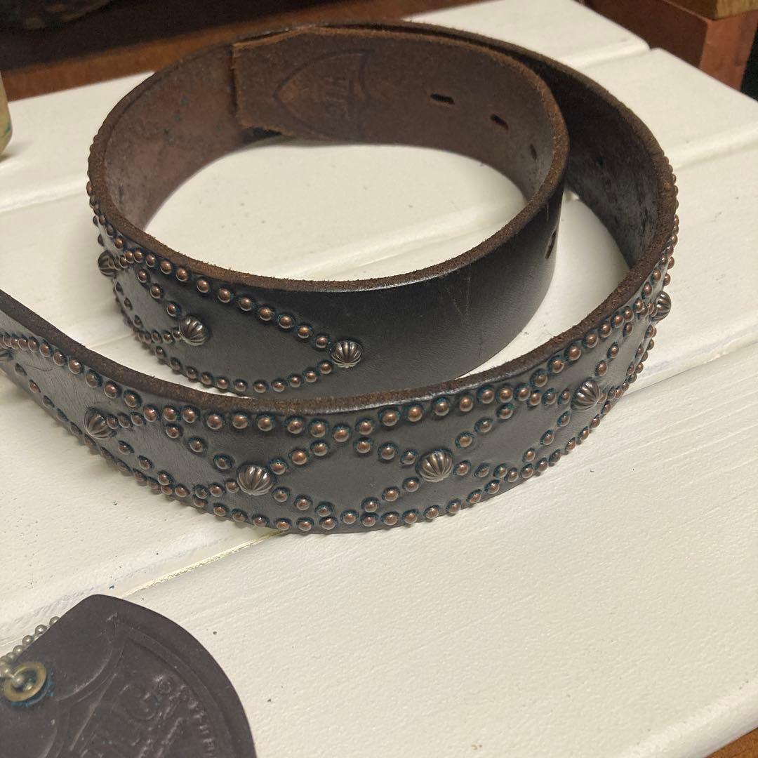 ミ*コ様 1度着用のみ　HTC スタッズベルト　ブラウン　シェル　34