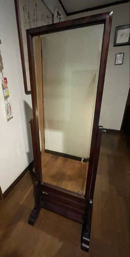 送料無料 北海道民藝家具 姿見 スタンドミラー 全身鏡 アンティーク