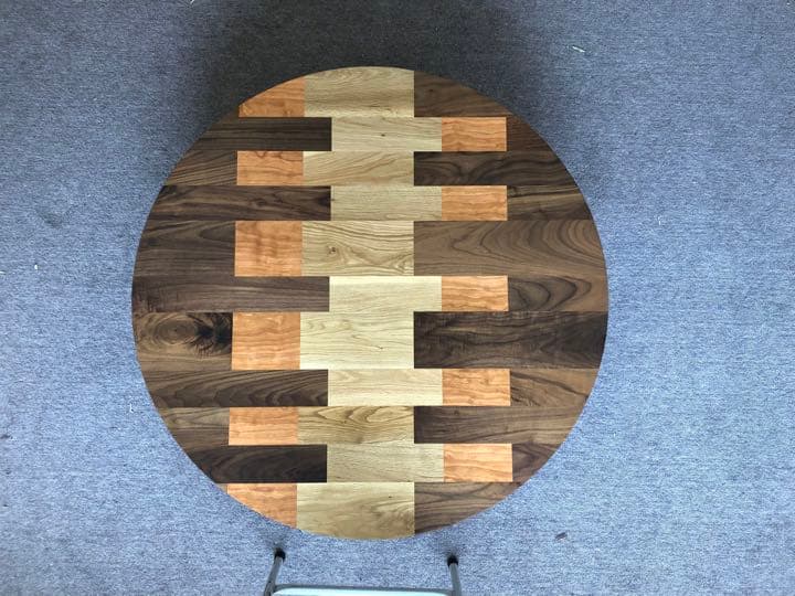 ☆ 送料無料 試作品100丸カラフル無垢材 国産折脚テーブル ☆