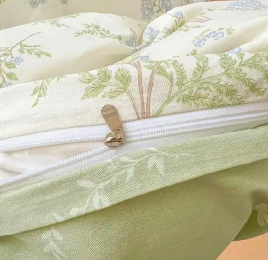 新品★レースフラワー忘れな草柄綿100%シングル掛け布団カバー枕カバーセット
