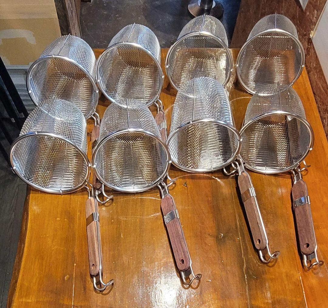 美品 業務用 ラーメンてぼ 8本セット. ステンレス製 湯切りざる