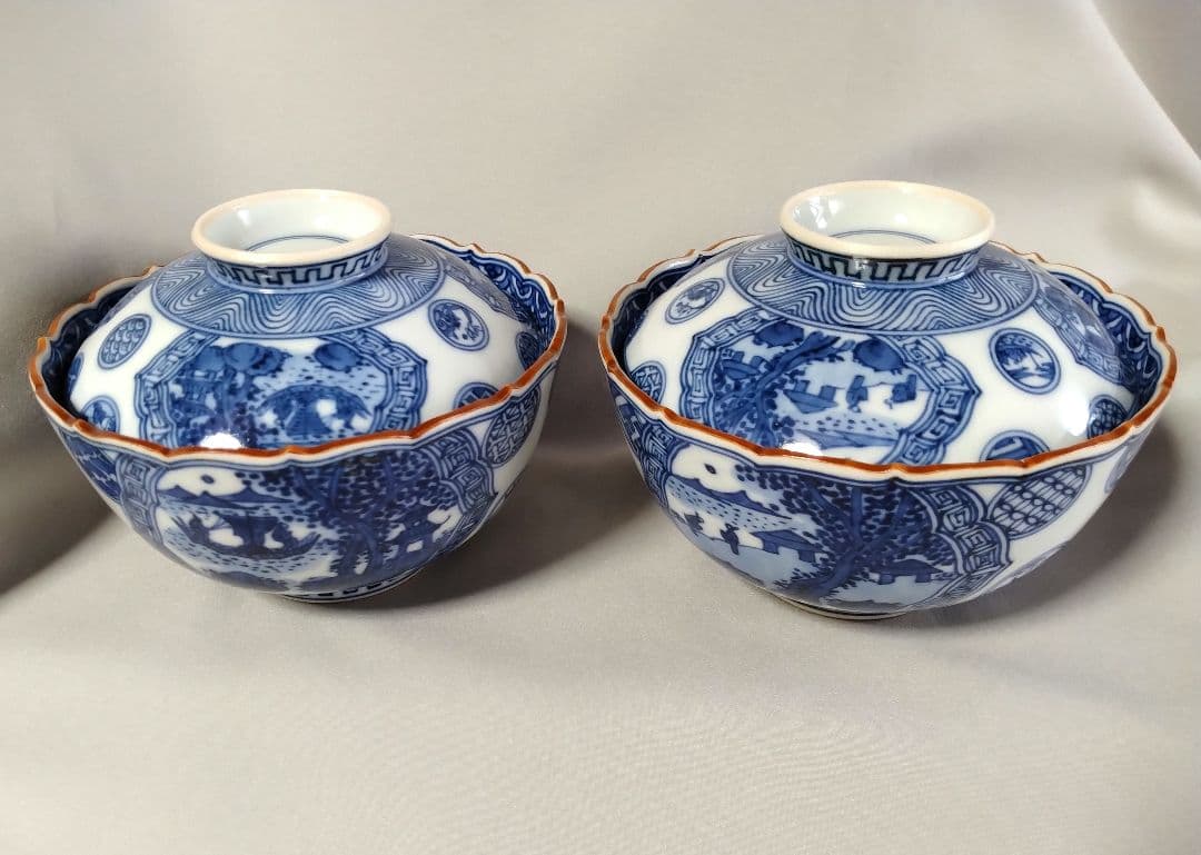 叶 松谷窯　祥瑞意蓋物　　2個