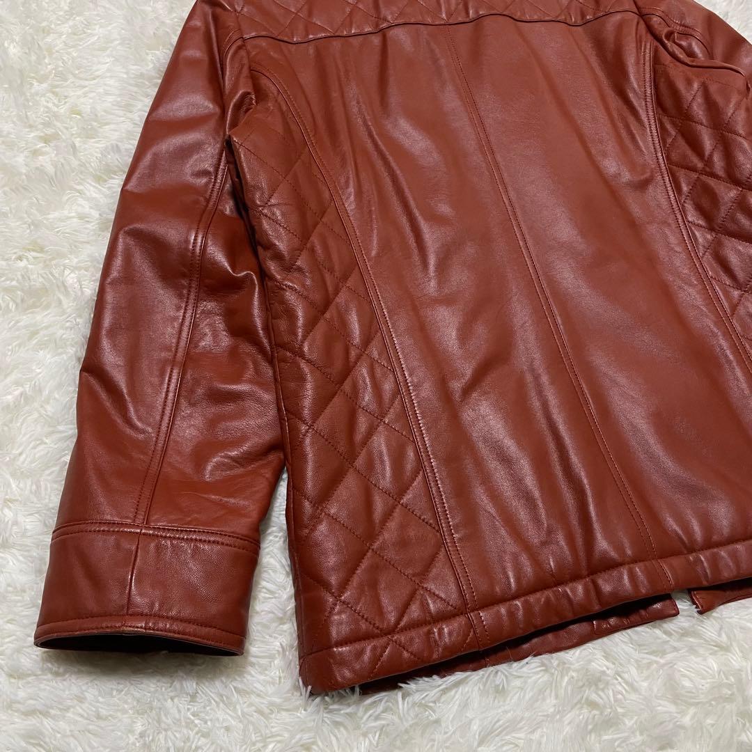 美品　バルマン　ラムレザー ジャケット　シングル　ライダース　キルティング