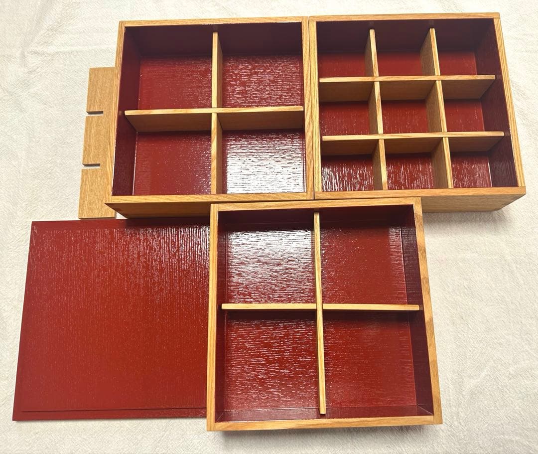 重箱 三段 松屋漆器店 白木塗 タモ 三段重 運動会 お弁当箱 おせち