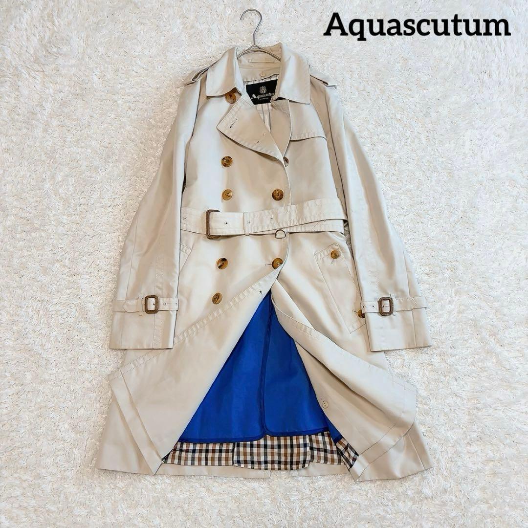美品✨アクアスキュータム トレンチコート ブルーライナー サイズ8 ベージュ