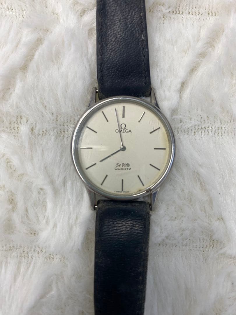 OMEGA クォーツ時計 1365 シルバー/ブラック